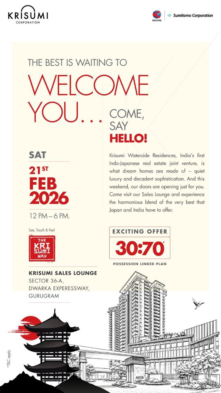 Join Us at Krisumi Waterside Residences Launch Event on 21st Feb 2026 in Gurugram Update