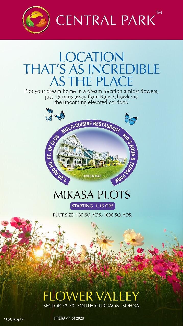 Plots starting Rs 1.15 Cr at Central Park Flower Valley in Gurgaon Update
