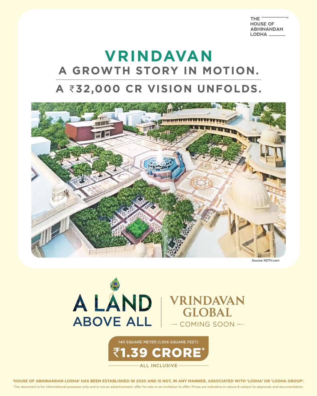 Discover Vrindavan Global, 140 Sqm Plots Starting at ₹1.39 Crore by House of Abhinandan Lodha Update
