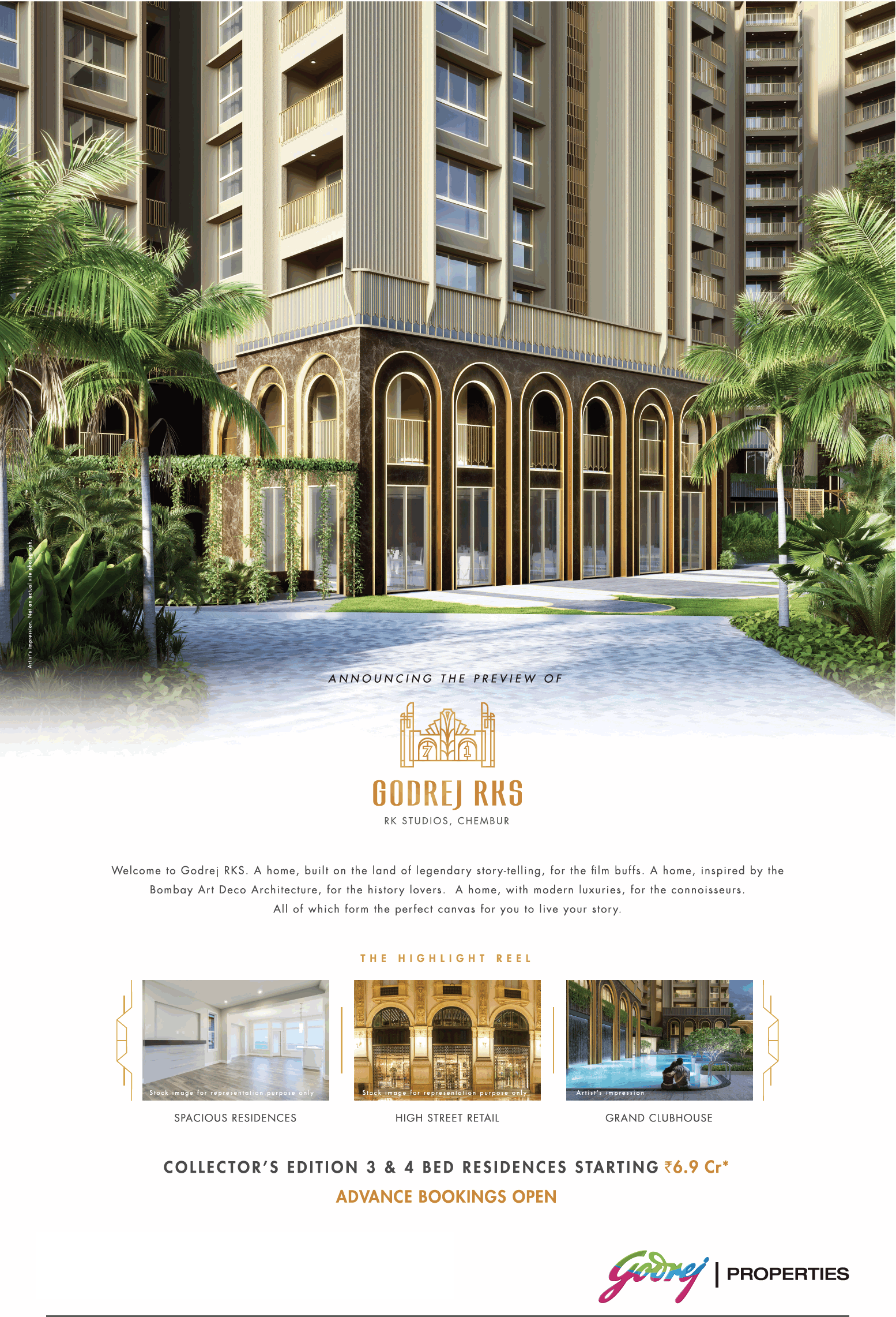 3 and 4 Bed residences starting Rs 6.9 Cr onwards at Godrej RKS at Chembur, Mumbai Update