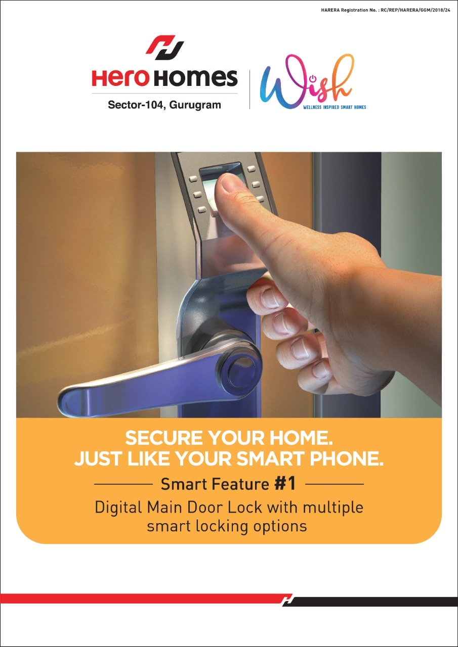 Digital main door lock with multiple smart locking options at Hero Homes in Sector 104, Gurgaon Update