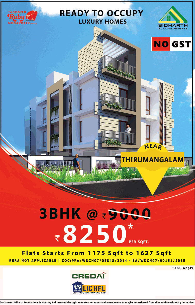 Ready to occupy luxury homes at Siddhartha Ruby, Chennai Update