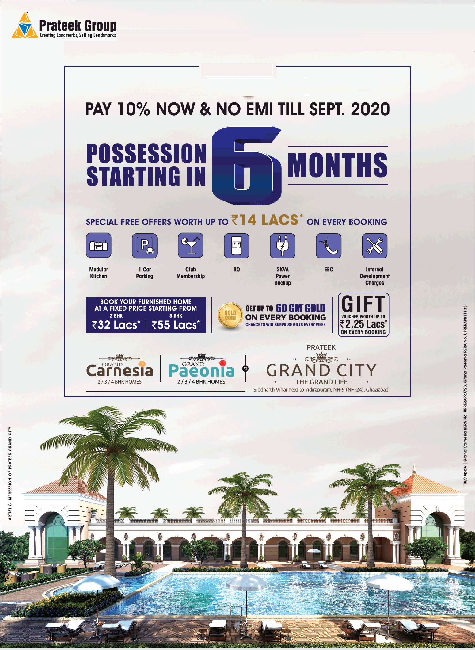 2 BHK starting At Rs 32 lakh onwards at Prateek Grand City in Ghaziabad Update