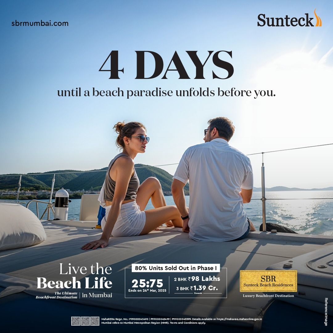 Sunteck Beach Residences: Live the Beach Life in Mumbai, 2 BHK at ₹98 Lakhs, 3 BHK at ₹1.39 Cr, 4 Days Until Launch Update