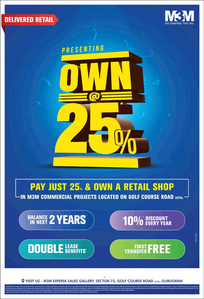 First time ever triple-height retail SCOs at M3M Atrium 57, Gurgaon Update