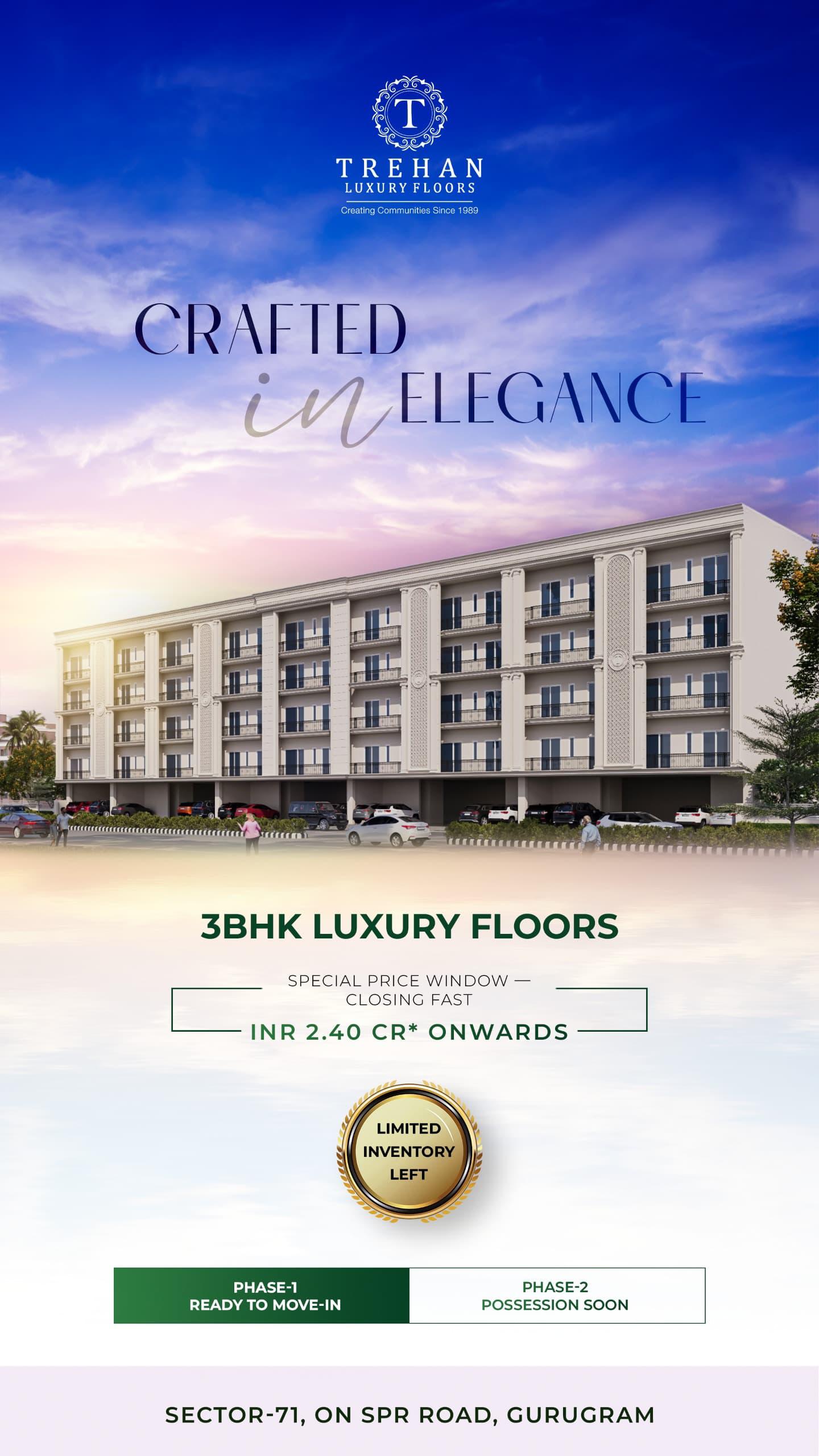 Trehan Luxury Floors, 3BHK, Starting at INR 2.40 Cr, Sector-71 Gurugram Update