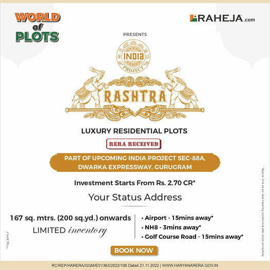 Presenting  Raheja India Rashtra part of the upcoming Project in Sector 88A, Dwarka Expressway, Gurgaon Update
