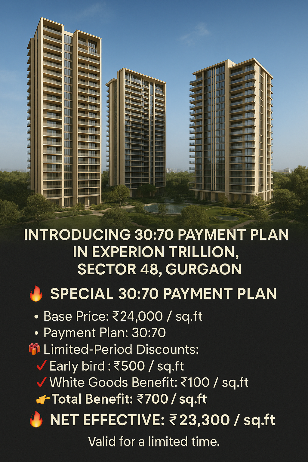 Discover the 30:70 Payment Plan at Experion Trillion, Sector 48, Gurgaon Update