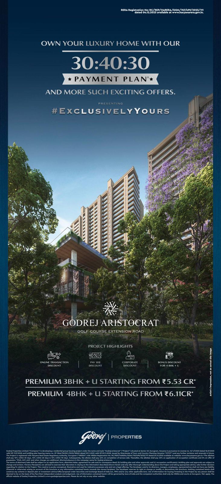 Live Luxuriously at Godrej Aristocrat, Gurgaon - 3BHK from ₹5.53CR Update