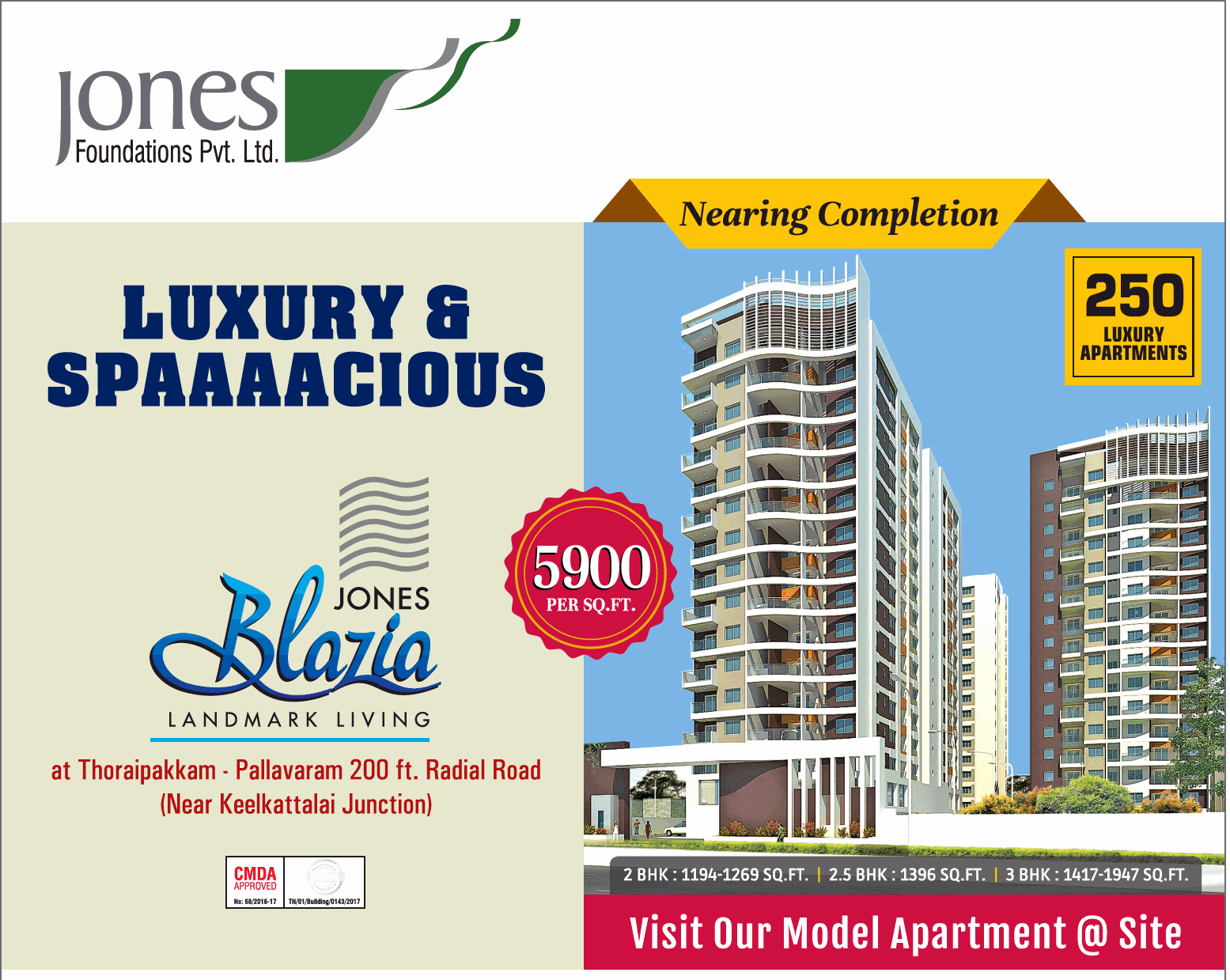 Jones Blazia offers Rs 5900 per sqft in Chennai Update