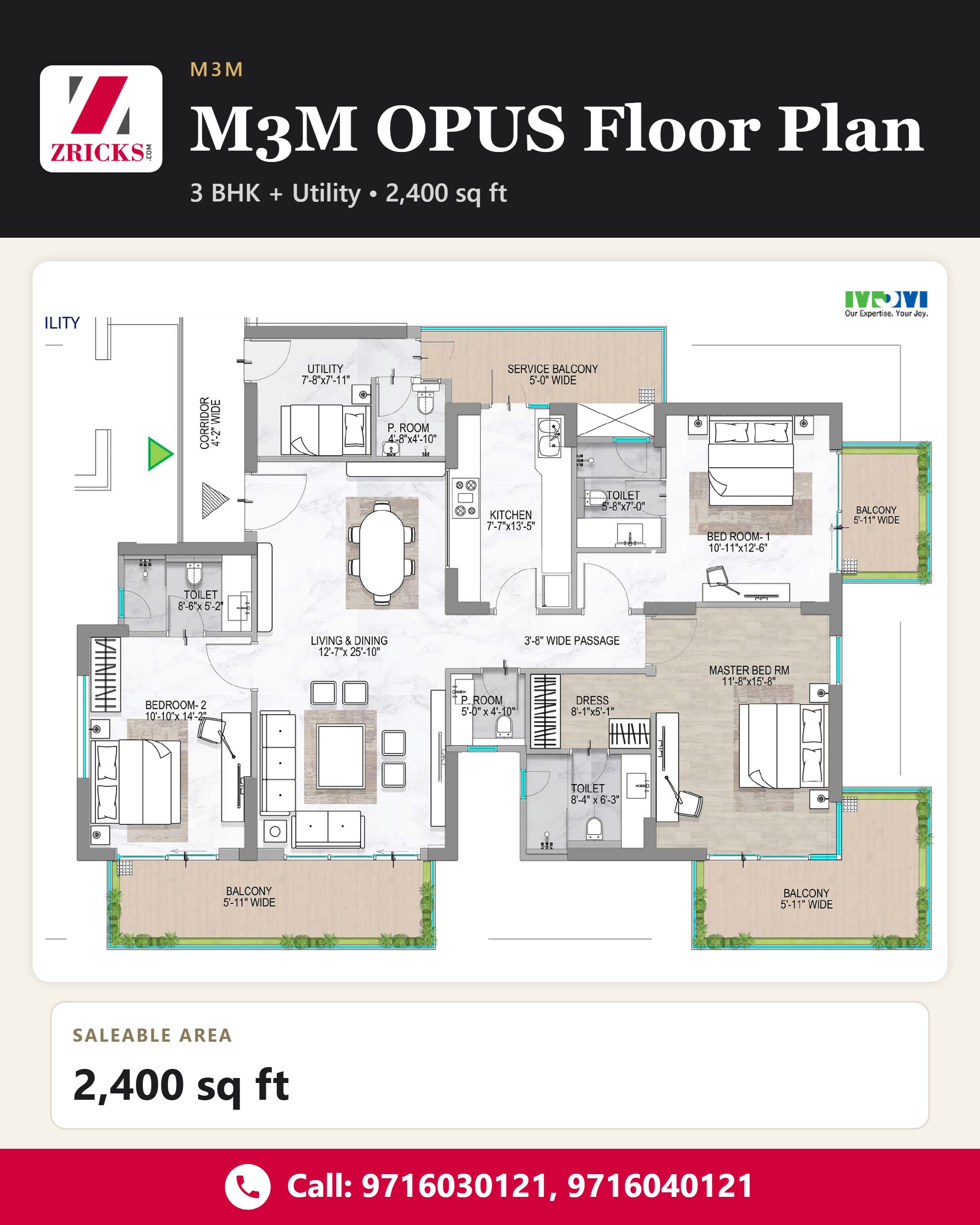 M3M OPUS: A 2,400 sq ft 3 BHK + Utility (2,400 sq ft) Update