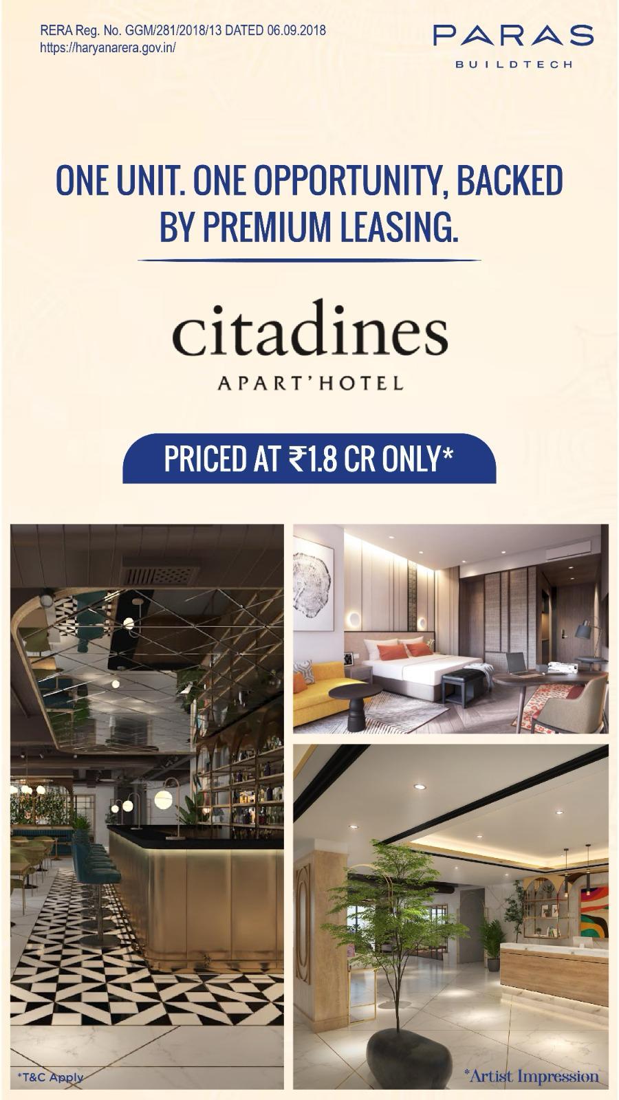 Limited Luxury: Citadines Apart'Hotel by Paras Buildtech at ₹1.8 Cr Update