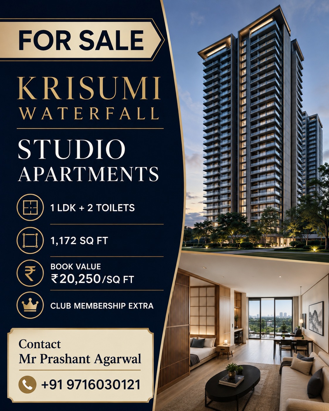 Discover Krisumi Studio Apartments || Book Your Dream Studio at Krisumi || Own a Krisumi Studio, Call Now Update