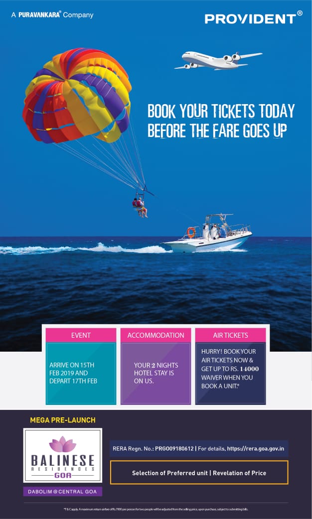 Get GOA Trip on booking a sea view home at Puravankara Balinese Residences, Goa Update