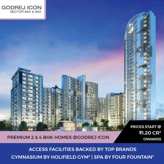Premium 2 and 4 BHK home price starts Rs 1.20 Cr at Godrej Icon in Gurgaon Update
