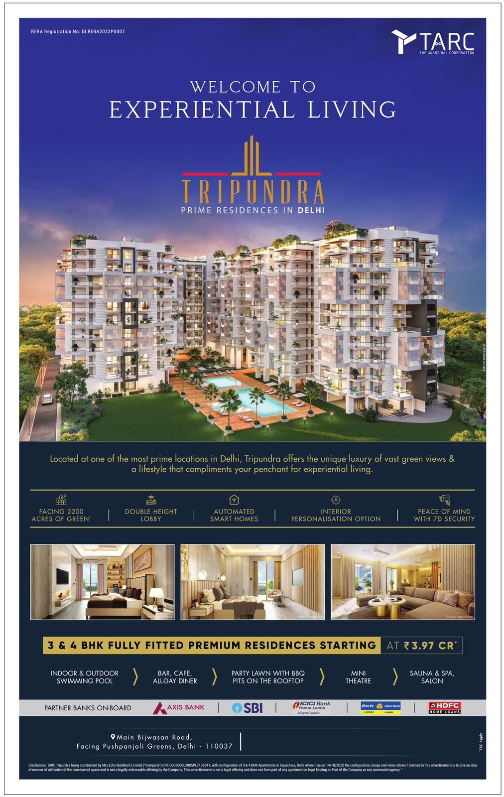 Tarc Tripundra Presenting 3 and 4 BHK premium residences price staring Rs 3.97 Cr. in New Delhi Update