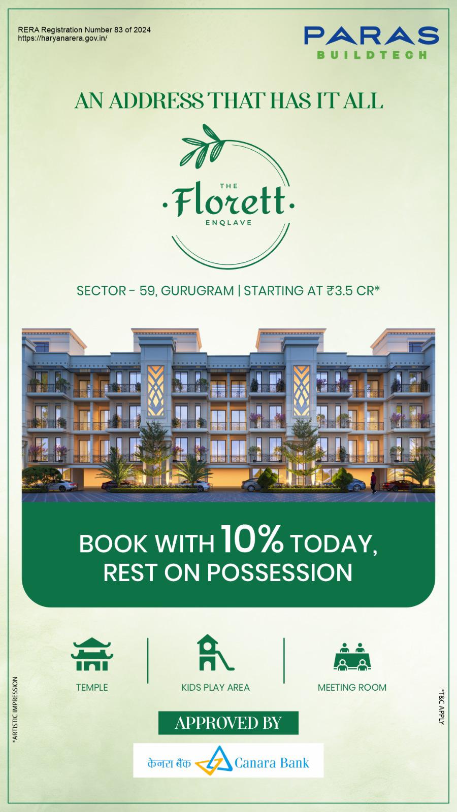 Explore Luxury at The Florett Enclave, Sector-59, Gurugram, Starting ₹3.5 CR Update