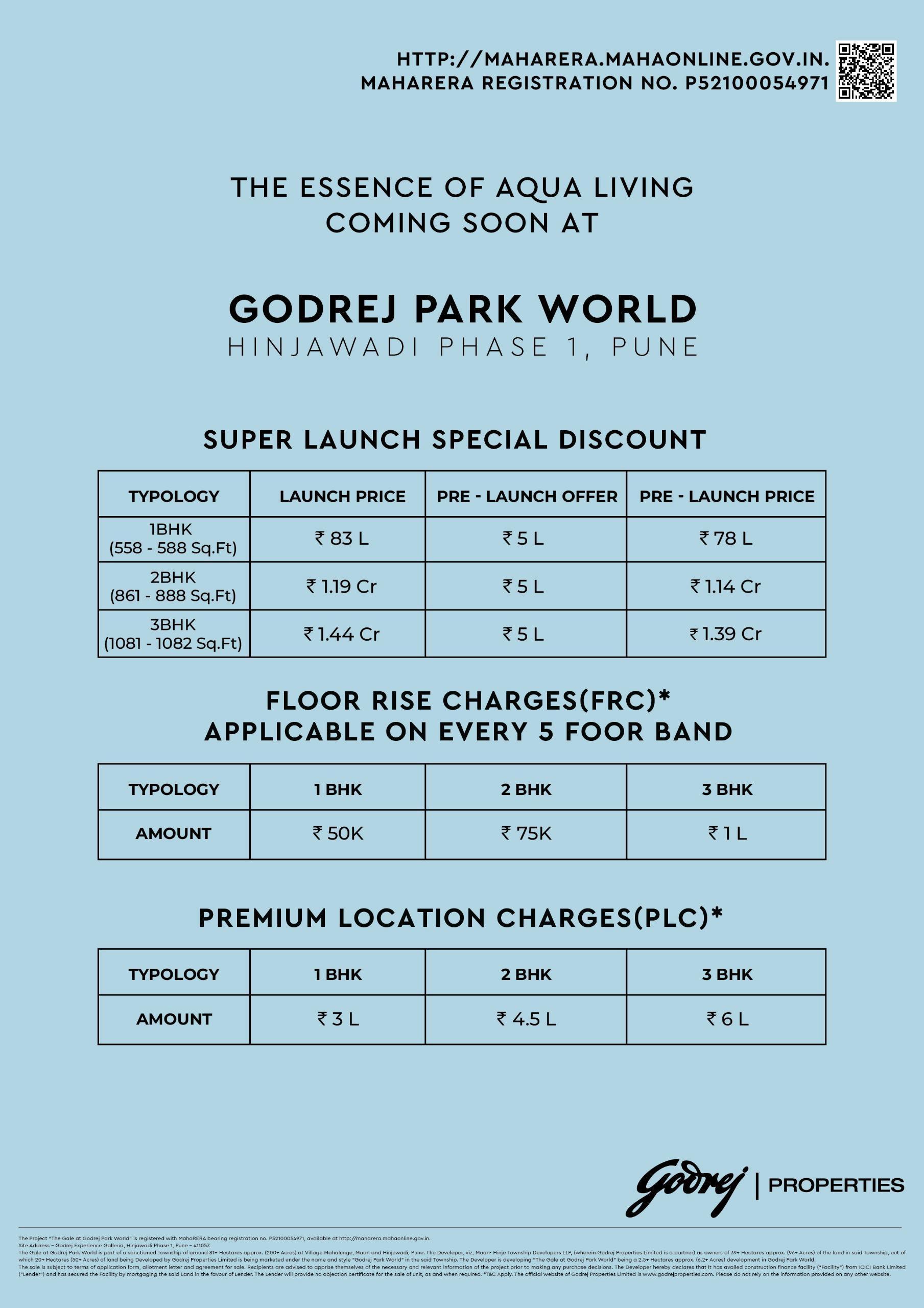 Super Launch Special Discount on Godrej Park World in Hinjawadi Phase 1, Pune Update