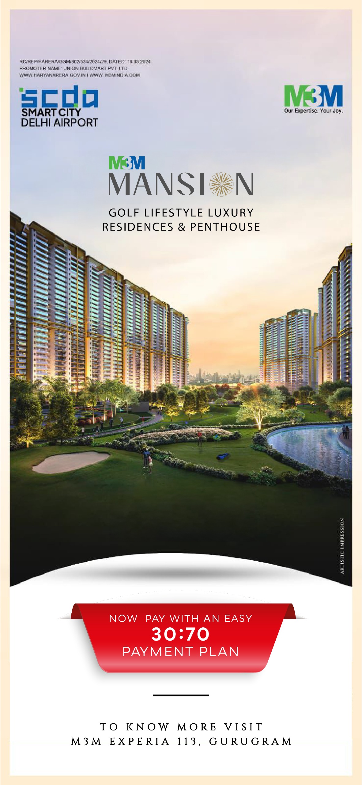 Discover Luxury with M3M Mansion Now, Pay 30:70, Gurugram Update