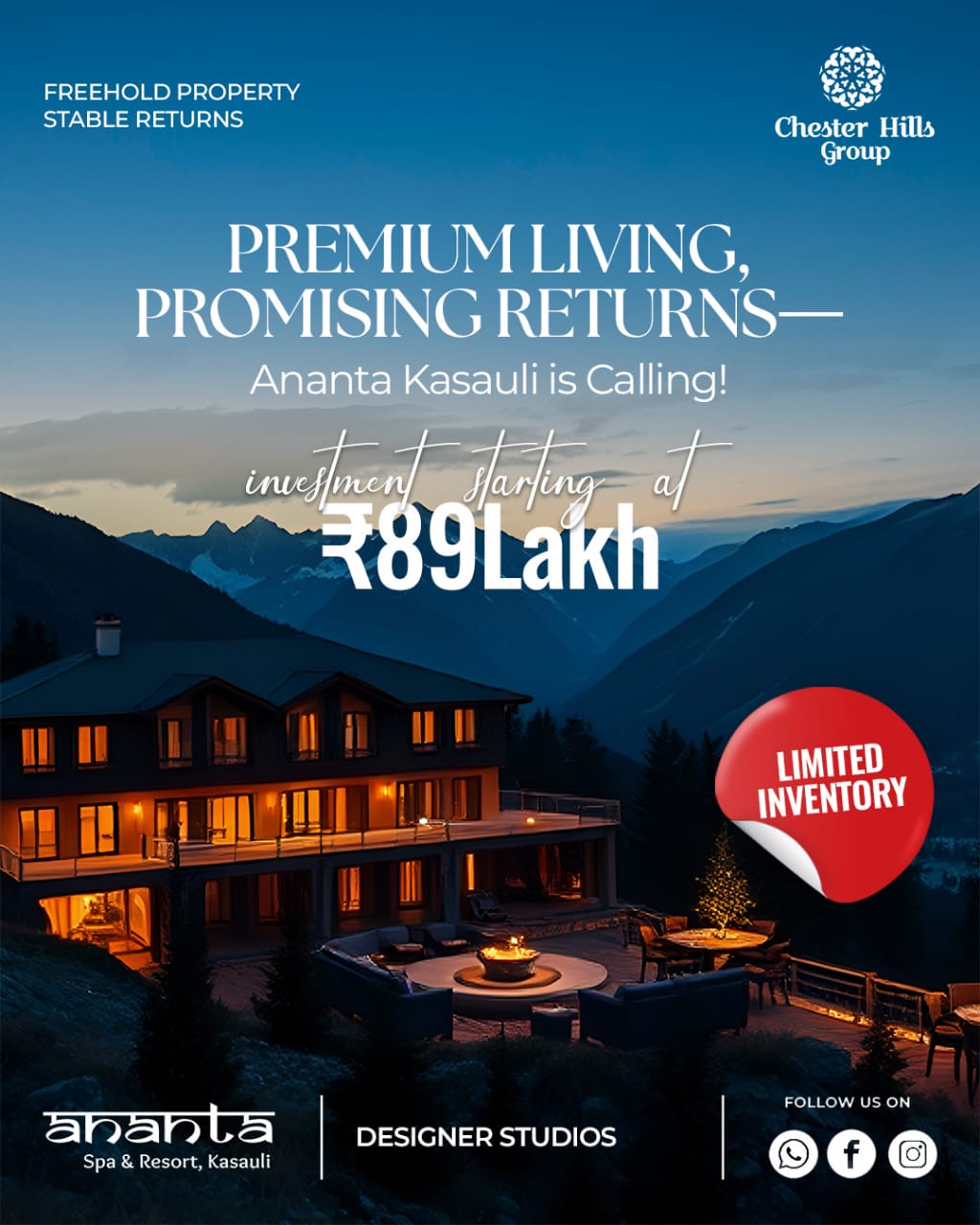 Investment starts at ₹89 Lakh, Chester Hills Group presents Ananta Kasauli, Premium Living Promising Returns Update