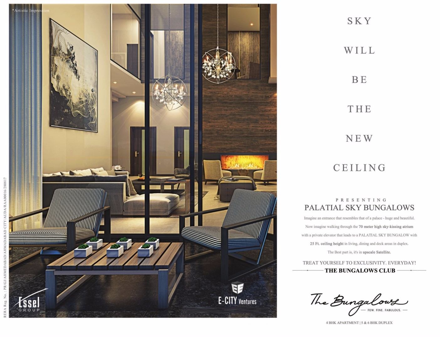 Sky will be the new ceiling for you at Essel Palatial Sky Bungalows in Ahmedabad Update