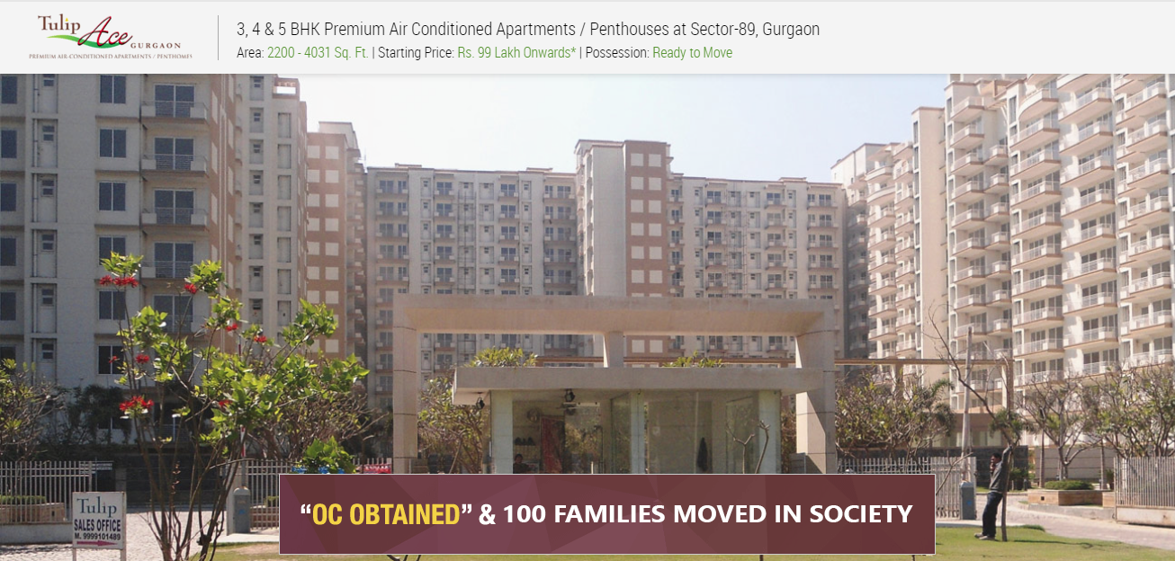 Book 3, 4 & 5 BHK premium air conditioned apartments/penthouses at Tulip Ace in Sector 89, Gurgaon Update