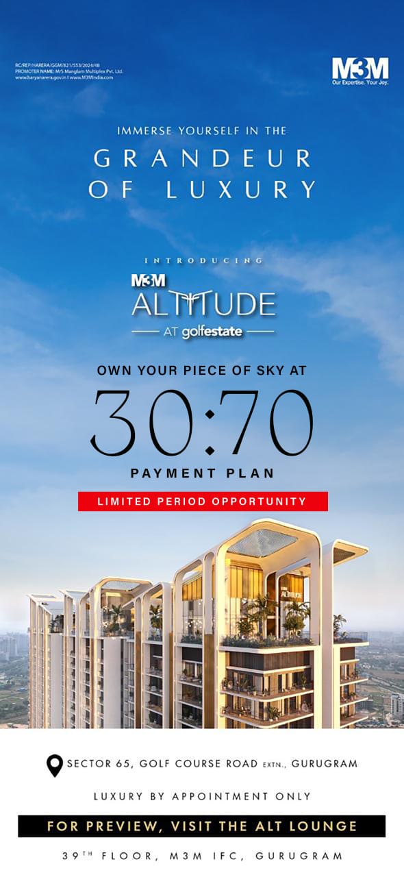 Luxury Living in Gurugram, M3M Altitude Payment Plan 30:70 Update
