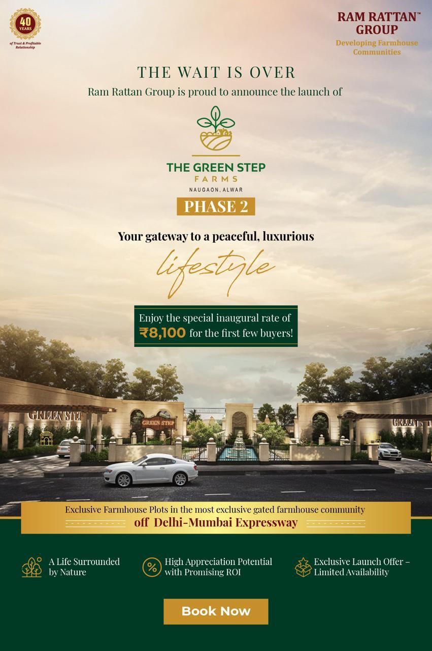 Exclusive Farmhouse Plots at The Green Step Farms, Naugaon, Alwar - Special Inaugural Rate ₹8,100! Update