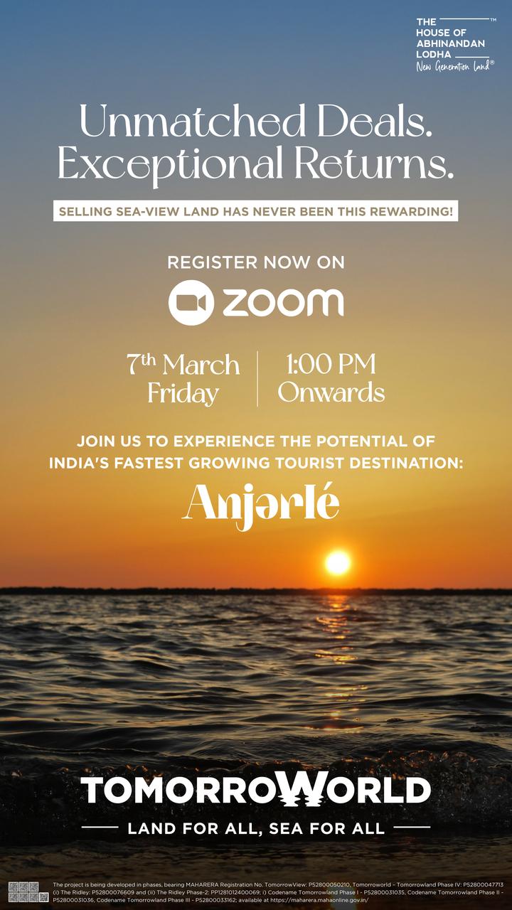Explore TomorrowWorld in Anjarle by House of Abhinandan Lodha, Event on 7th March, Sea-View Land Opportunity Update