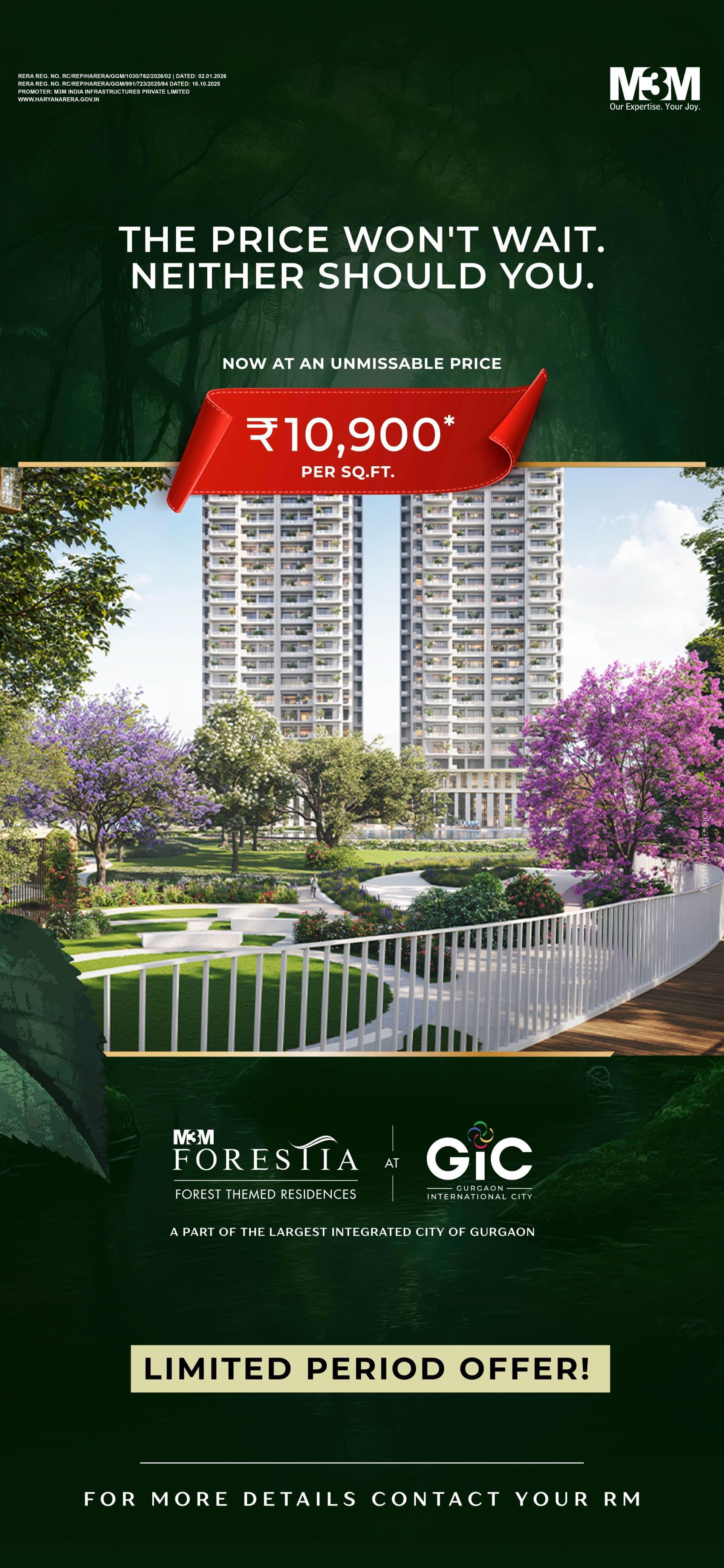 Don't Miss the Unmissable Price at M3M Foresta || Limited Period Offer on M3M Foresta Gurgaon || Grab the Deal at ₹10,900/sq.ft. Now Update