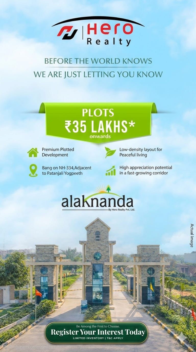 Exclusive Plots at Alaknanda by Hero Realty, Starting ₹35 Lakhs, NH-334 Update