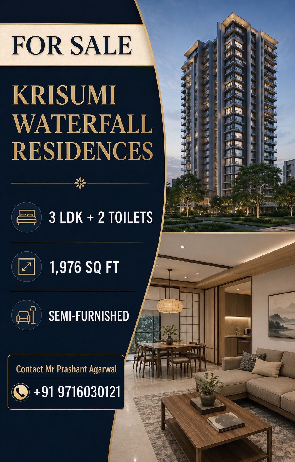 Explore Krisumi Waterfall Residences Now || Discover 3 LDK Apartments || Semi-Furnished Homes Available Update