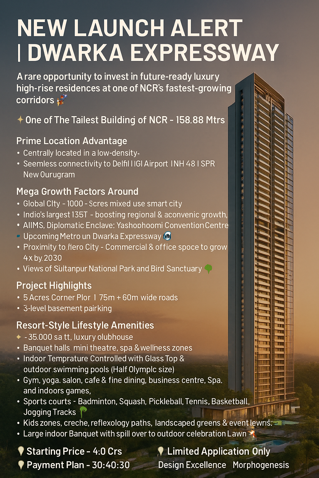 Future-ready Luxury High-rise Residences at Dwarka Expressway by Morphogenesis, Starting at 4.0 Crs Update