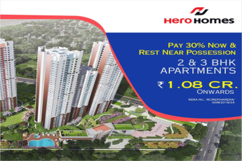 Pay 30% now & rest near possession at Hero Homes in Gurgaon