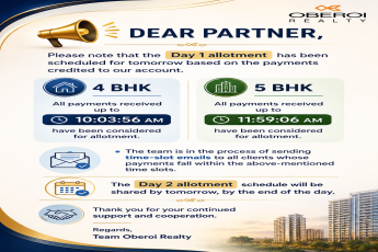  Allotment Notice: Secure Your Unit Now || Payment Update: Day 1 Allotment Scheduled || Oberoi Realty: Day 1 Allotment Update