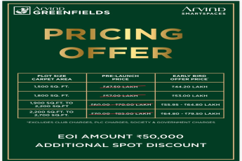 Exclusive Early Bird Offer! Arvind Greenfields, Starting ₹44.20 Lakh, Limited Time!