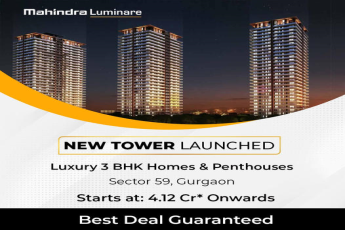 New tower launched luxury 3 BHK homes & penthouses Rs 4.12 Cr at Mahindra Luminare in Sector 59 Gurgaon