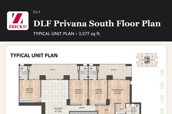 DLF Privana South Floor Plan: 4 BHK + S (3577 sq ft)