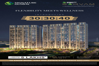 Explore the 30:30:40 Payment Plan at Sarvam || Experience Wellness at DXP Estate || Secure Your 3 BHK with Signature Global